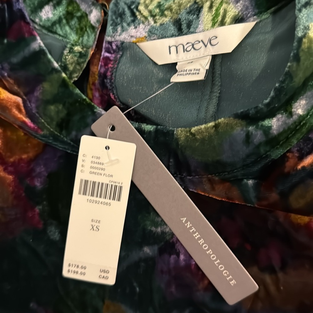 NWT! The Emmy Short-Sleeve Swing Mini Dress by Maeve: Velvet Edition - XS 🏓 - Picture 11 of 11